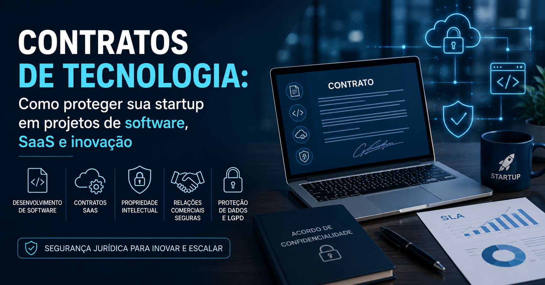 Capa: Contratos de Tecnologia: Como Proteger sua Startup em Projetos de Software, SaaS e Inovação