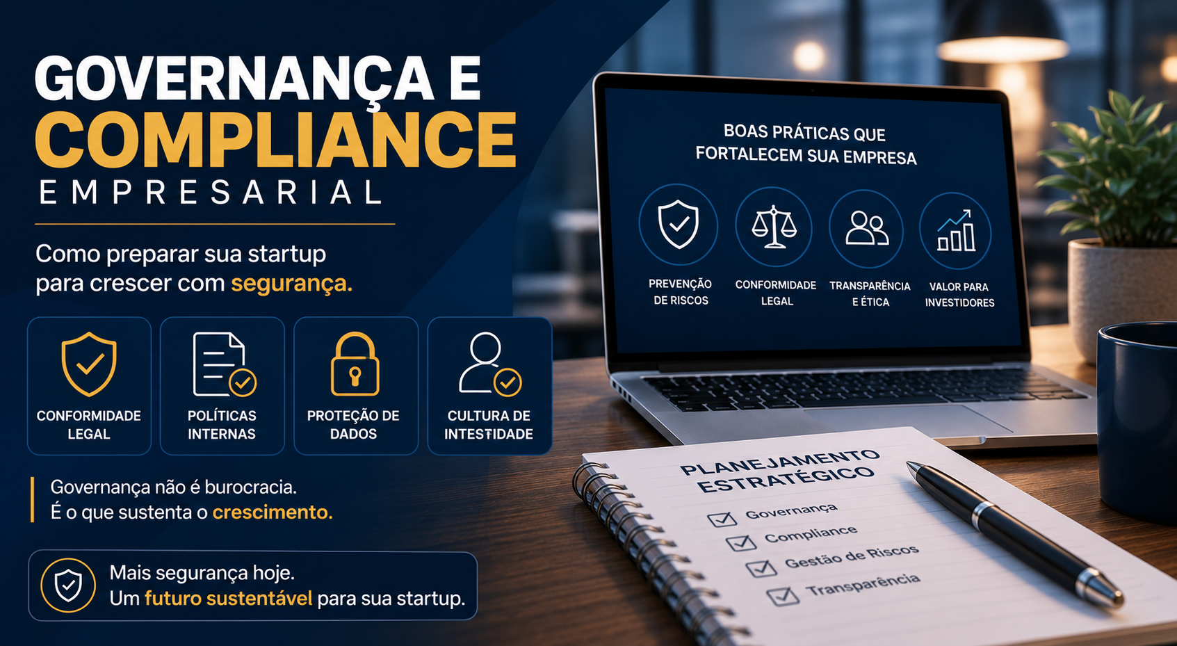 Capa: Governança e Compliance Empresarial: Como Preparar sua Startup para Crescer com Segurança Jurídica
